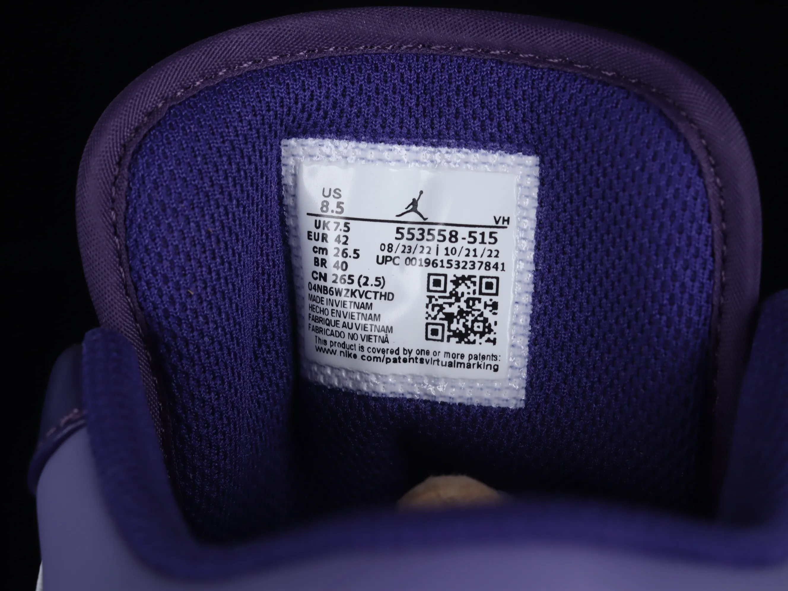 All categories Air Jordan Jordan series basketball shoes Air Jordan 1 Low Z version Air Jordan 1 Low AJ1 Joe 1 white and purple low-top cultural casual sneakers 553558-515
